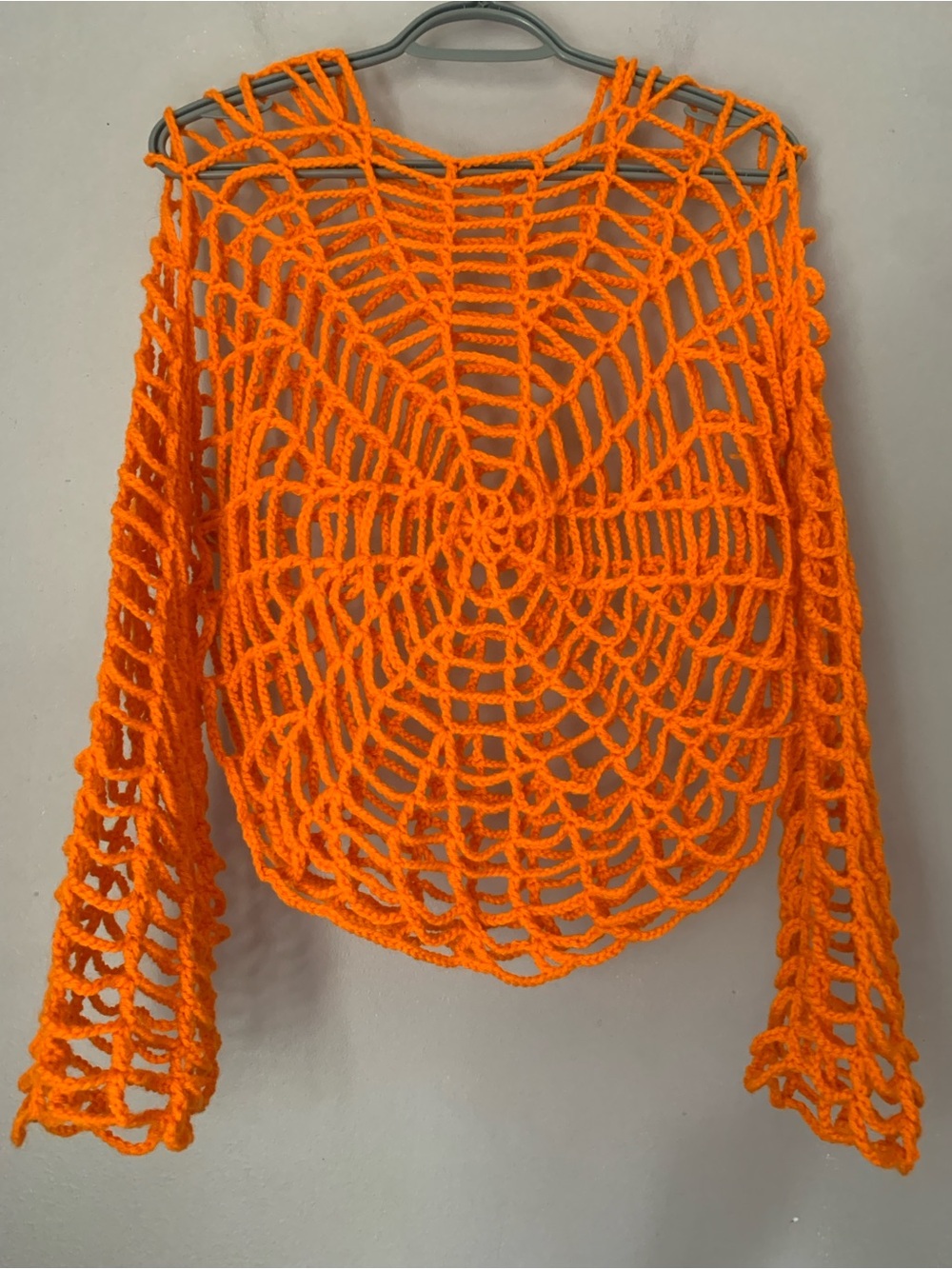 Crochet Orange Spiderweb Top XL